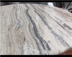 Natural Stone Traonyx Travertine Tea Table Coffee Round Top Table
