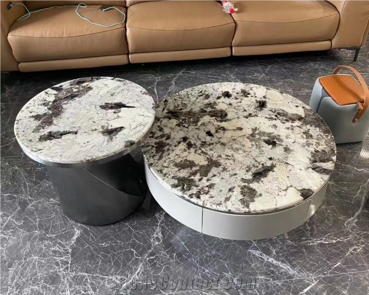 Natural White Bianco Antico Granite Stone Coffee Table