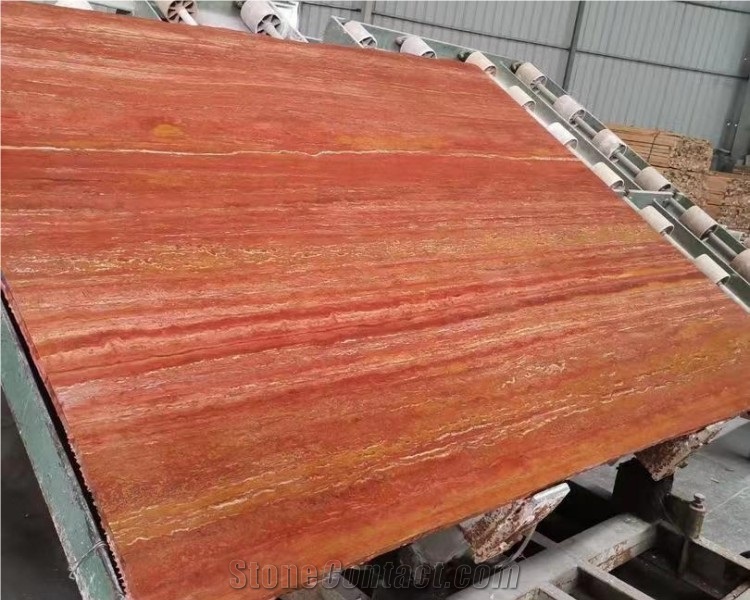 Red Travertine Stone Table Living Room Side Table Stool