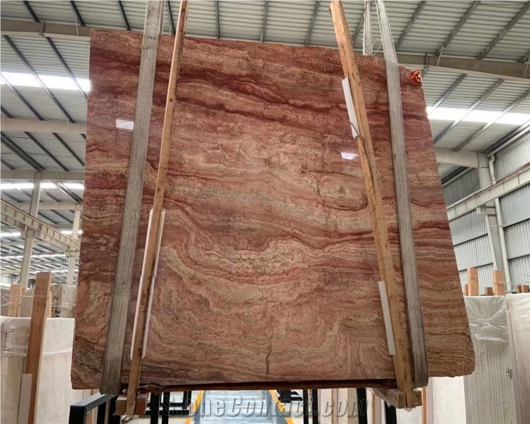 Red Travertine Stone Table Living Room Side Table Stool