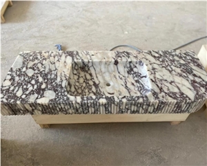 Solid Calacatta Viola Marble Sink Flute Side Bathroom Vanity