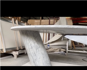 White Bianco Carrara Marble Natural Stone Center Table