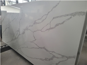 Good Quality Calacatta White Quartz Big Slabs