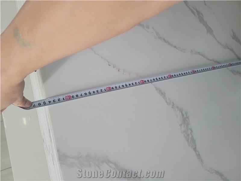 Good Quality Calacatta White Quartz Big Slabs
