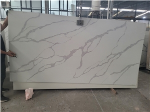 Good Quality Calacatta White Quartz Big Slabs