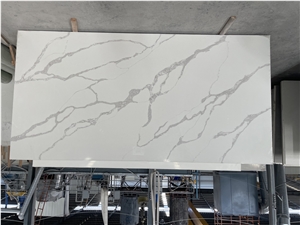 Good Quality Calacatta White Quartz Big Slabs