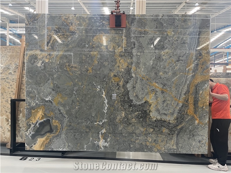 Cheap Black Gold Onyx Slab