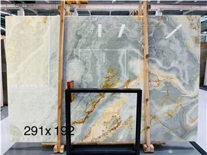 Light Blue Gold Onyx Slab