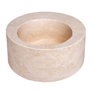 Natural Stone Light Beige Travertine Round Sink Honed (D)18"