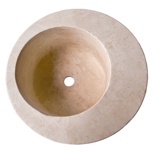 Natural Stone Light Beige Travertine Round Sink Honed (D)18"
