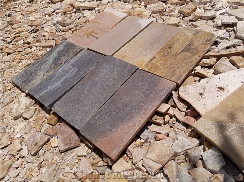 Yellow Bamboo Quartzite, Multicolor Quartzite Tiles