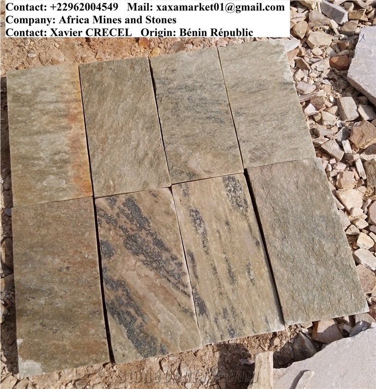Yellow Bamboo Quartzite, Multicolor Quartzite Tiles