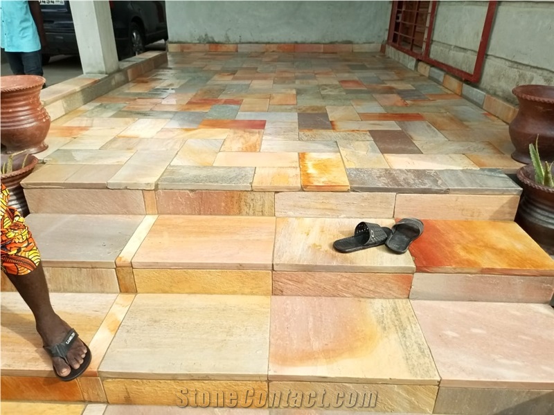 Yellow Bamboo Quartzite, Multicolor Quartzite Tiles