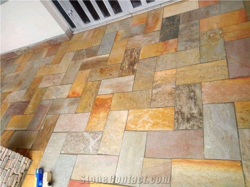 Yellow Bamboo Quartzite, Multicolor Quartzite Tiles