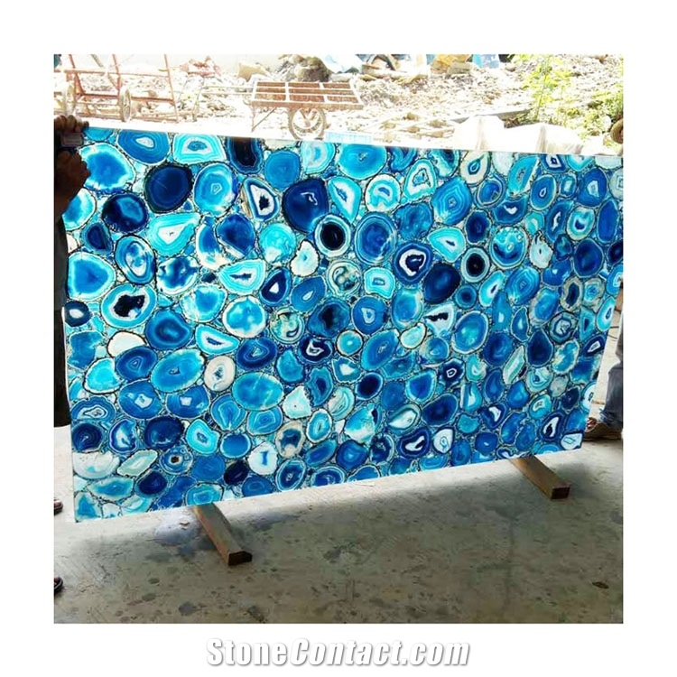 Gemstone Slab Backlit Blue Agate Board