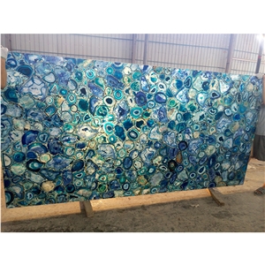 Gemstone Slab Backlit Blue Agate Board