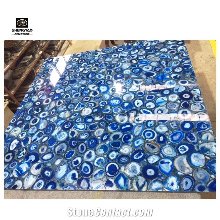 Gemstone Slab Backlit Blue Agate Board