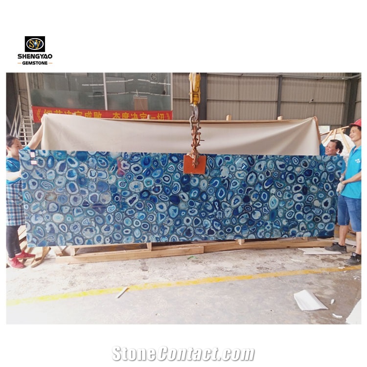 Gemstone Slab Backlit Blue Agate Board