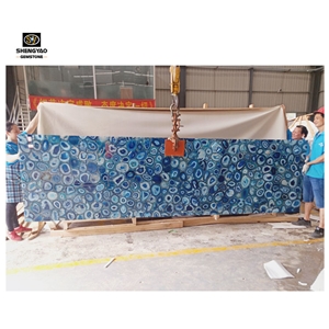 Gemstone Slab Backlit Blue Agate Board
