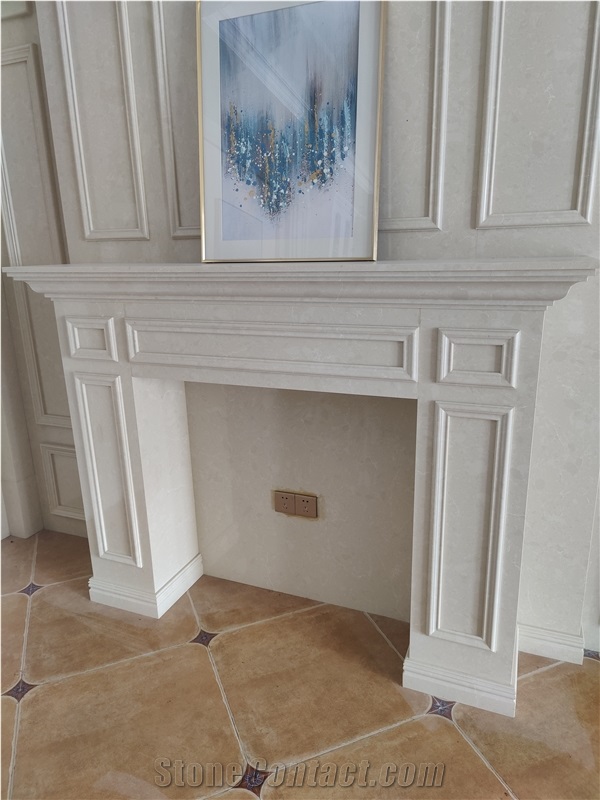 Beige Artificial Marble Fireplace