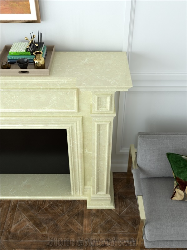 Beige Artificial Marble Fireplace