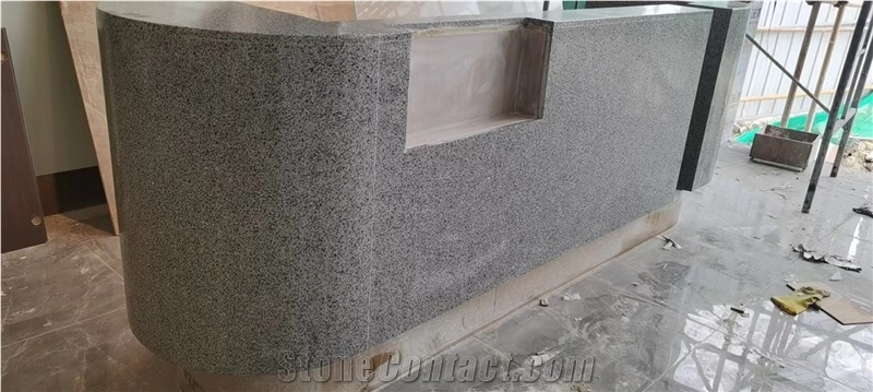 White And Black Cement Terrazzo Bar Tops