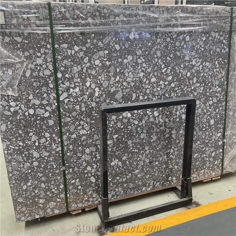 Artificial Polished Grey Terrazzo Stone Slabs For Floor Wall