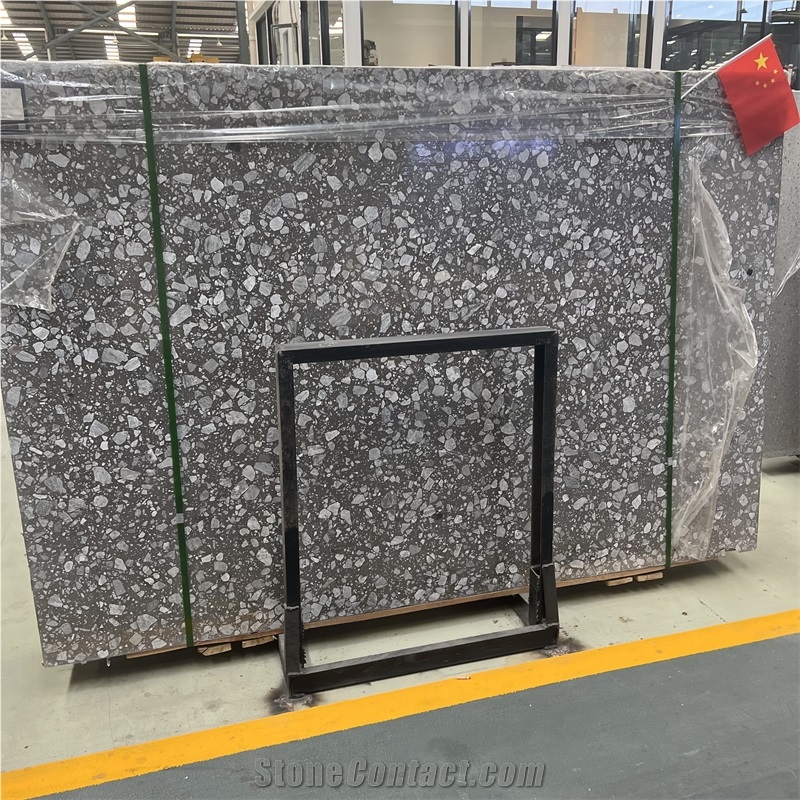 Artificial Polished Grey Terrazzo Stone Slabs For Floor Wall