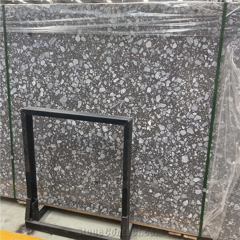 Artificial Polished Grey Terrazzo Stone Slabs For Floor Wall