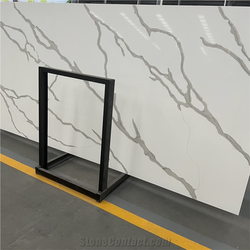 Good Design Calacatta White Quartz Slab For Hotel Wall Decor