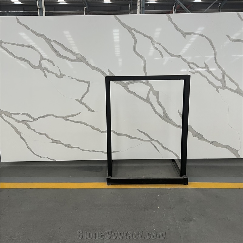 Good Design Calacatta White Quartz Slab For Hotel Wall Decor