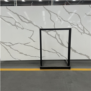 Good Design Calacatta White Quartz Slab For Hotel Wall Decor