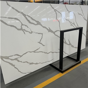 Good Design Calacatta White Quartz Slab For Hotel Wall Decor