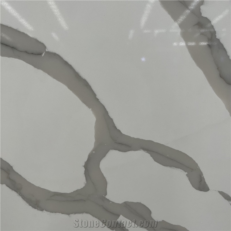 Good Design Calacatta White Quartz Slab For Hotel Wall Decor