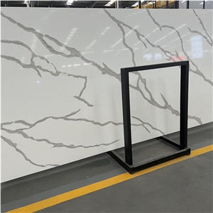 Good Design Calacatta White Quartz Slab For Hotel Wall Decor