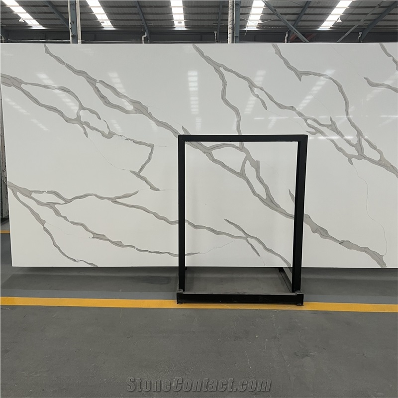 Good Design Calacatta White Quartz Slab For Hotel Wall Decor