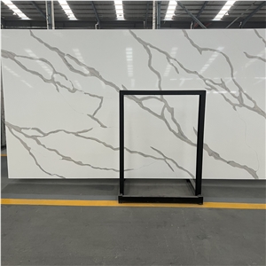 Good Design Calacatta White Quartz Slab For Hotel Wall Decor