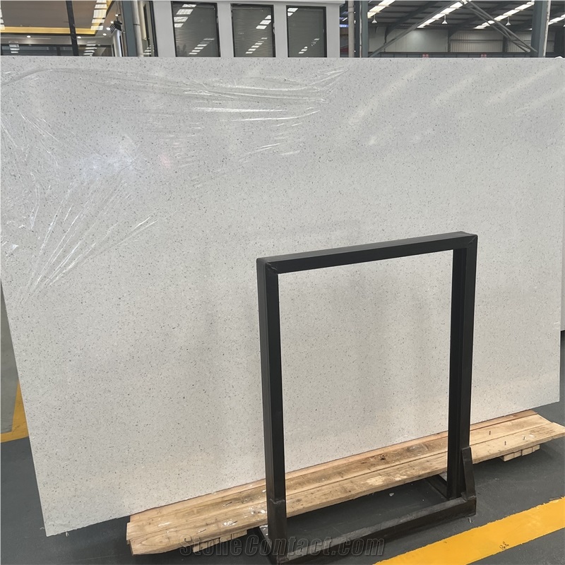 Wholesale Price Snow White Terrazzo Stone Slab Floor Decor