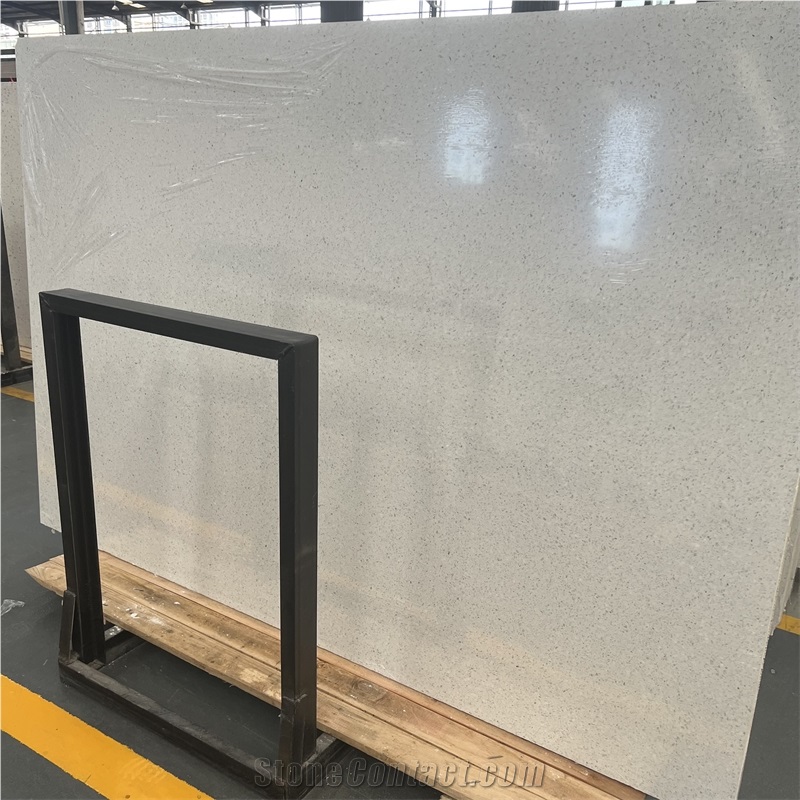 Wholesale Price Snow White Terrazzo Stone Slab Floor Decor