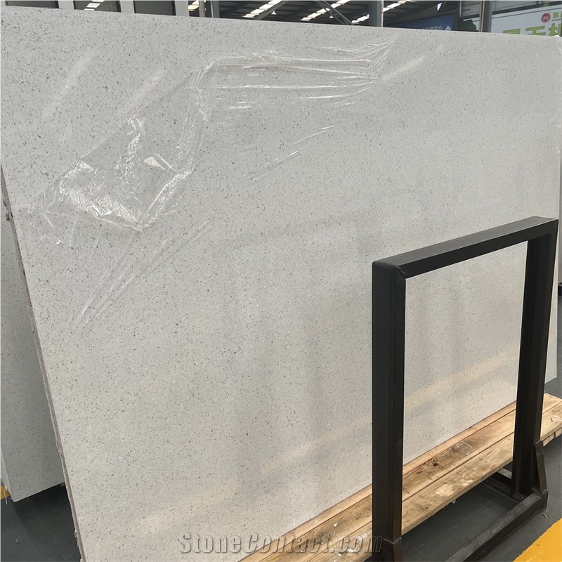 Wholesale Price Snow White Terrazzo Stone Slab Floor Decor