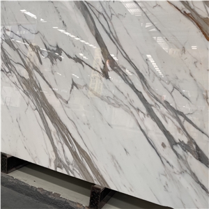 Calacatta White Marble Slab With Grey Veins For Hotel Wall