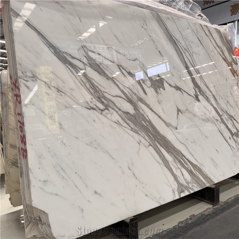 Calacatta White Marble Slab With Grey Veins For Hotel Wall