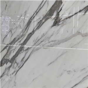 Calacatta White Marble Slab With Grey Veins For Hotel Wall