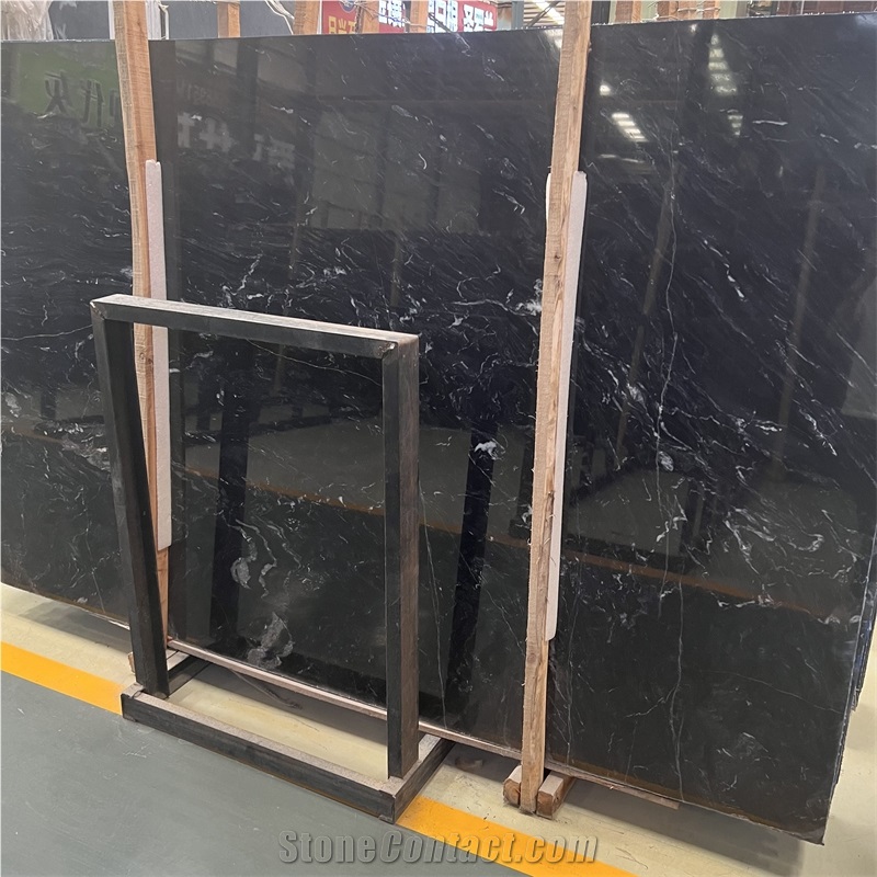 Natural Black Marble Slabs Tiles For Interior Floor And Wall