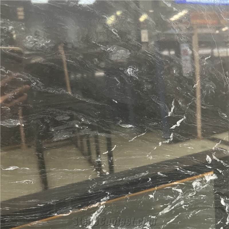 Natural Black Marble Slabs Tiles For Interior Floor And Wall
