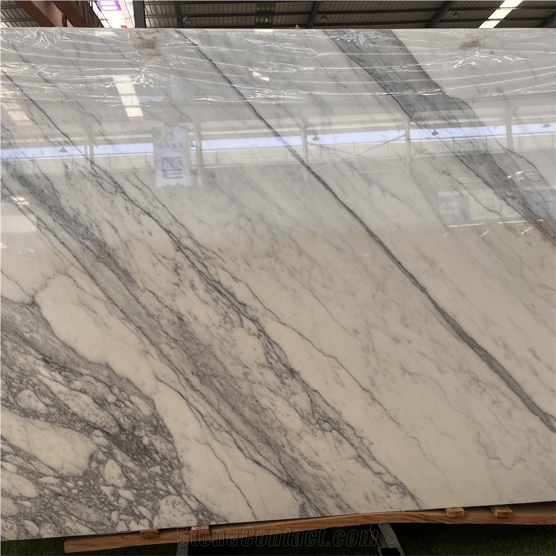Polished Italian Bianco Statuario Venato Snow White Marble