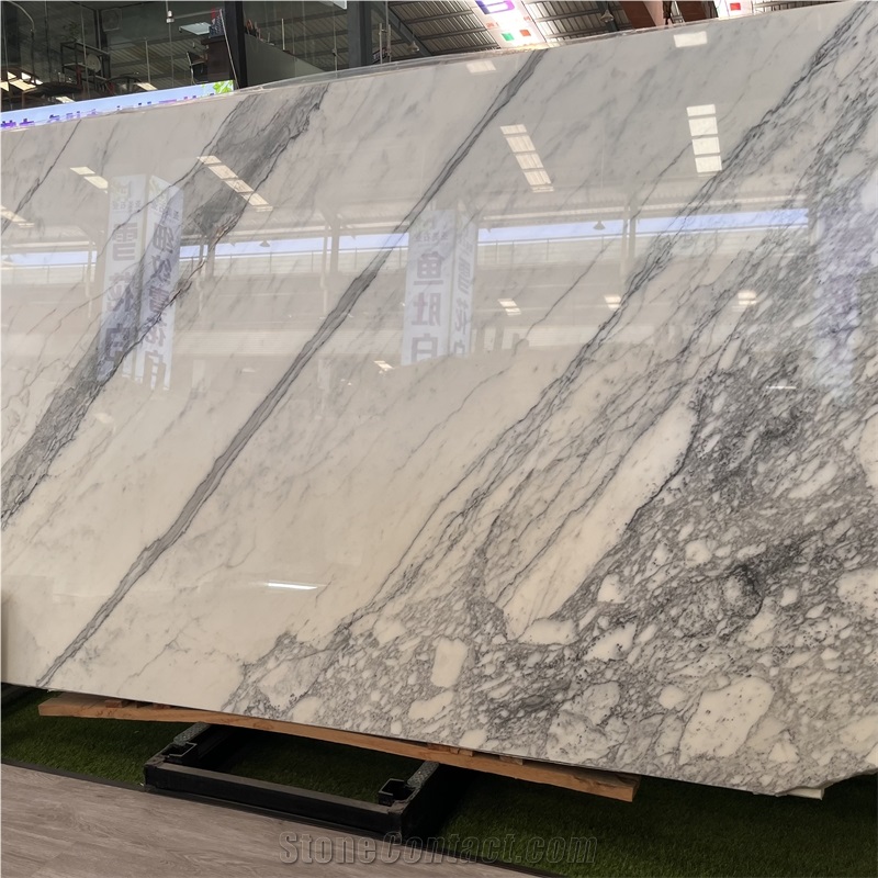Polished Italian Bianco Statuario Venato Snow White Marble