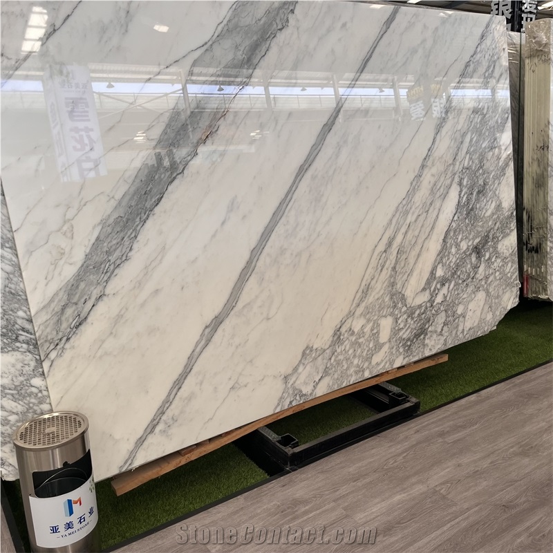 Polished Italian Bianco Statuario Venato Snow White Marble