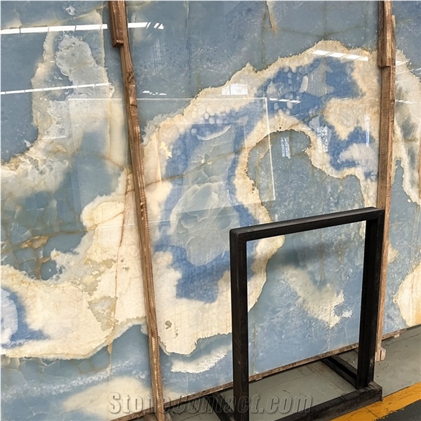 Top Quality Transparent Blue Onyx Slab For Wall Decor