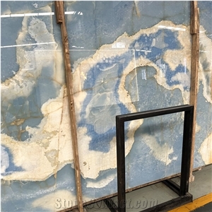 Top Quality Transparent Blue Onyx Slab For Wall Decor